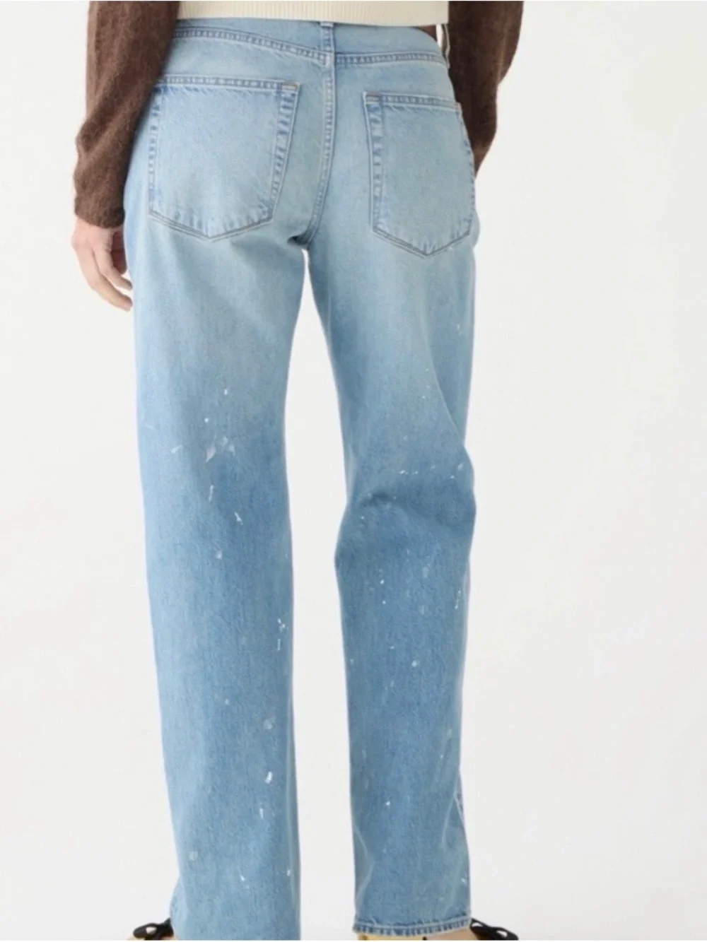 J. Crew Slouchy-straight Jeans with Paint Splatter in Ice Blue Wash Size 25